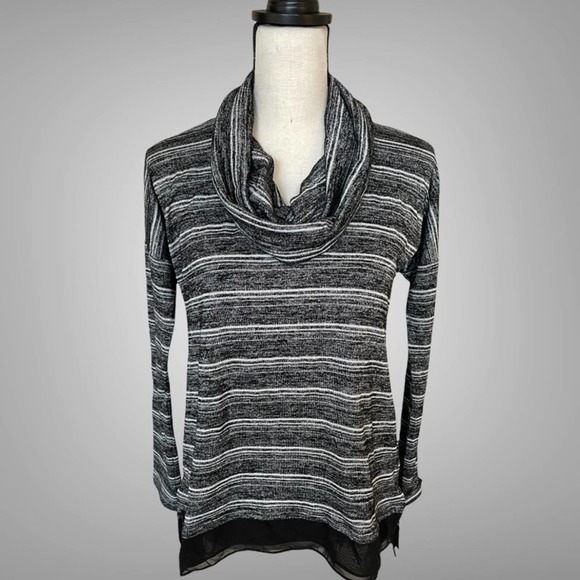 White House Black Market Sweaters - Whbm Black/White Loose Cowlneck Stripe Sweater Size XS